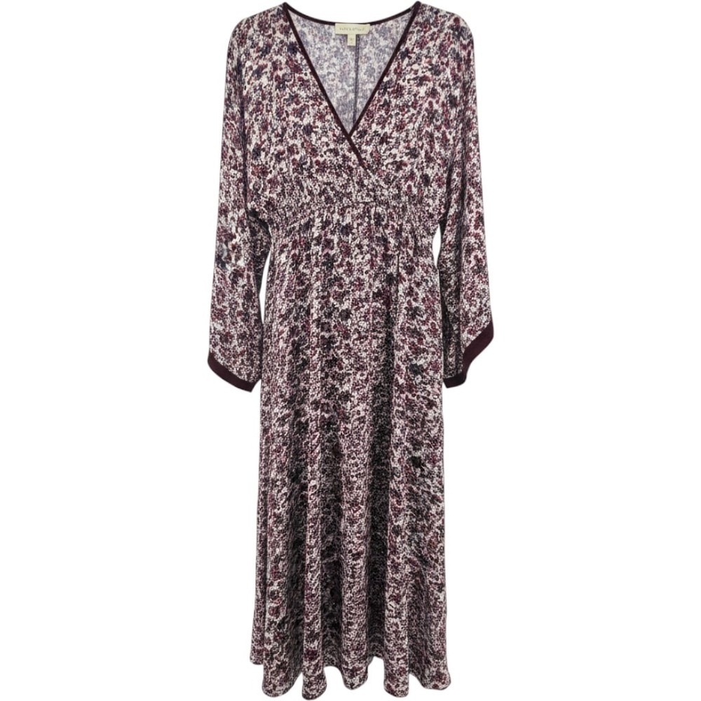 Boho Floral Maxi Dress Smocked Waist M/L Cottage Prairie Woodland Fairy